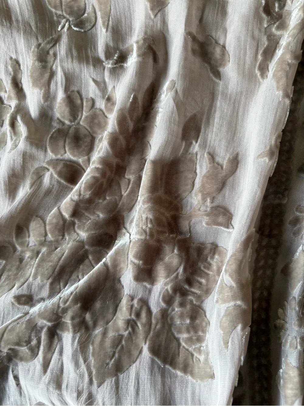 Beige Floral Fringe Shawl